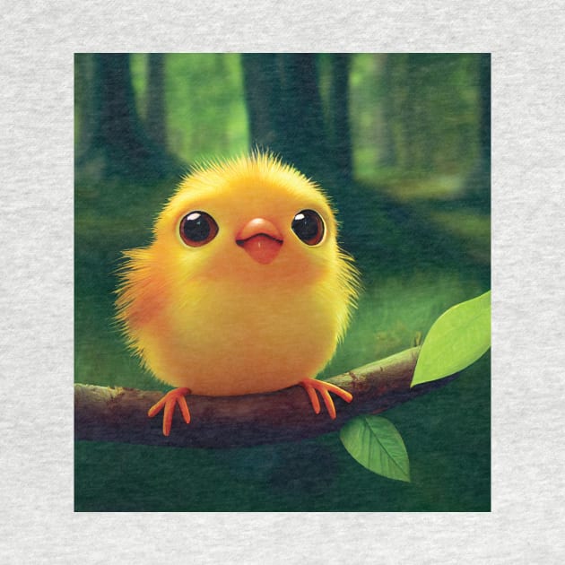 Cute Fluffy Chick or Baby Yellow Bird by Geminiartstudio